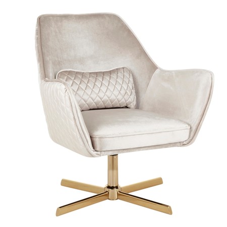 LUMISOURCE Diana Lounge Chair in Gold Metal and Cream Velvet CHR-DIANA AUCR